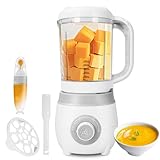 Hoapin Robot de cocina infantil 4 en 1, Vaporera, Batidora, Ollas Caseras para Bebés, Textura Homogénea, Calentador de Comida para Bebés - Máquina de Molinos