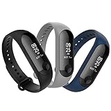 Anjoo 3 Piezas Correa Compatible con Xiaomi Mi Band 3/ Mi Band 4, Pulsera de reemplazo Deportivo Suave Ajustable de Silicona Correas Compatible con Xiaomi Mi Smart Band 4, Azul + Gris + Negro