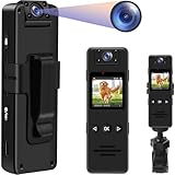 TANGMI Mini Camara, Lente Giratoria de 180° Body CAM Vídeo & Audio HD 1080P, Gran Angular de 120° & Visión Nocturna & Detección de Movimiento Mini Cámara con Montura de Tuerca de 1/4» para Bicicletas