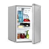 Klarstein Cool Kid – nevera para bebidas, mininevera, minibar, 66 litros de volumen, clase E, 109 kWh/año, aislada, 45 x 63 x 51 cm, 42db, acero inoxidable, plateado