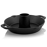 BBQ-TORO Asador de Pollos de Hierro Fundido | Ø 28 cm | Curado - pre-Seasoned | Asador de Aves para Parrilla y Horno | con Cono de Aroma y Bandeja de Goteo