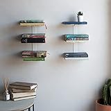 MILUKA Libreria Invisible Vertical 35 cm | Estantería con 3 Estantes Flotantes | para Libros, Baldas, Repisas de Pared (Set de 2, Blanco)