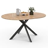 IDMarket – Mesa de comedor extensible redonda Alix 6-8 personas, pie araña madera y negro, 110-150 cm