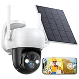 2K Camara Vigilancia WiFi Exterior Solar, 360° Camaras de Vigilancia sin Cables 2.4Ghz Visión Nocturna en Color, Alarma PIR, Audio Bidireccional IP66