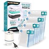 Maname® Bolsas Vacío Ropa - Pack de 14 Bolsas al Vacío para Guardar Ropa con Bomba Eléctrica, Incluye Bolsas Varios Tamaños, Ideales para Viaje - Vacuum Storage Bags