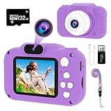 GlobalCrown Camara Fotos Infantil,Mini Digital Recargable Cámara Video Prueba de Golpes Regalos para niños 3 a 9 años, 12MP HD Pantalla para Juguetes Jugar al Aire Libre (32GB Tarjeta incluida)