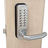 ShouSiFang Cerradura impermeable de la manija de la puerta, Codelocks Digital Mecánico Pulsador cerradura de puerta,Sin claves,aleación de zinc (Plata)