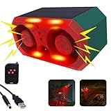 Alarma de Sensor de Movimiento Solar al Aire libre-13 Sonidos Que Incluyen ladridos y Disparos de Perros, 2 * 130db Loud Noise Maker, luz estroboscópica con USB, Diga adiós a los Intrusos
