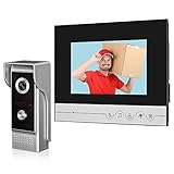 Hfeng Videoportero 7 Pulgadas Transparente Pantalla Sistema de intercomunicación Unidades Timbre para Video casero Timbre de Puerta Cámara Visión Nocturna Máx. hasta 100 Metros