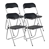 THE SECRET HOME - Pack de 1, 2, 4 y 6 Sillas Plegables Acolchadas - Asiento Auxiliar para el Hogar - Ideal para Cocina, Comedor, Salón, Dormitorio - 44 x 46 x 79 cm (4, Negro)