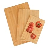 Juego de 3 tablas de cortar de bambú, tamaños (38 x 25 cm/30 x 20 cm/22 x 15 cm), 1,5 cm de grosor, con surco para zumo, resistente a arañazos y duraderas, tabla de cortar multifuncional de madera,