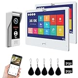 TUYA 1080P Video Puerta Teléfono Apartamento Timbre Intercomunicador Sistema de Intercomunicador, 10 pulgadas Pantalla Táctil Alámbrica, Soporta Entrada de Tarjeta de Deslizamiento y Detección de