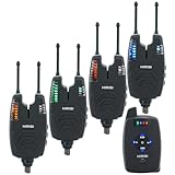 Juego de alarma inalámbrica para pesca de carpa, 4 alarmas y 1 receptor, totalmente funcional, alarma de mordida con radio (SX1-4)