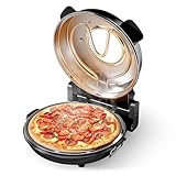 Horno de pizza eléctrico con piedra refractaria Ø32cm máx. 400°C con temporizador y ventanilla