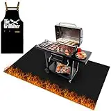 Alfombra Ignífuga Extra Grande para Barbacoas 160 x 130 cm Resistente al Fuego | Nuevo Modelo 2024 | Incluye Delantal + Ebook de Recetas | Evita Quemar y manchar el césped o Suelo | Alfombra Chimenea