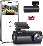 Cámara de Coche WiFi GKU Dashcam UHD 4K 2160P con Tarjeta 64G, Super Visión Nocturna, WDR, Diseño Ultra-Compacto, Gran Angular 170°, Sensor G, Grabación en Bucle, Monitor de Aparcamiento 24H, MAX 256G