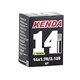 Cámara de Aire para Bicicletas - Válvula Schrader de 28 mm - 14 x 1.75/2.125 - Espeso de 1 mm - Cámara de Bicicleta Antipinchazos con Autosellante Incorporado - Negro - Kenda