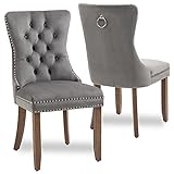 ITALUX MORE LIGHT Juego de 2 sillas para comedor, cocina, oficina, entrada de terciopelo, estilo moderno, 95 x 50 x 60 cm (gris)