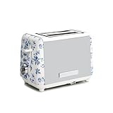 VQ Laura Ashley 2 Ranuras Tostadora Pan con Modos de Calefacción, Descongelación y Recalentamiento Ajustables. Acero Inoxidable Tostadora Vintage con Soporte para Calentar Croissants - China Rose