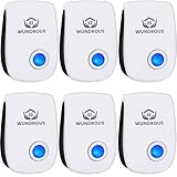 6 Pack Repelente Ultrasónico de Plagas, Repelente Ultrasónico Mosquitos para Anti Mosquitos, Cucarachas, Ratones, Moscas, Arañas, Roedores, 100% Inofensivo para Mascotas y Humanos (Black)
