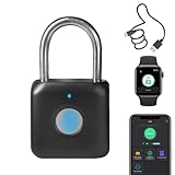 Candado con huella dactilar eLinkSmart App Locker Lock Cerradura sin llave con huella digital para armario de gimnasio, armario de escuela (App+negra)