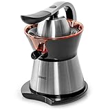 Duronic JE304 Exprimidor de Naranjas eléctrico 300W | Mango aluminio y cuerpo con tapa acero inox. | Depósito BPA Free | 2 Conos y filtro de pulpa ajustable | Función antigoteo | Fácil uso y limpieza