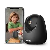 Tenda Cámara Vigilancia Interior 1080P, Camara para Perros 360°, 2.4GHz WiFi Cámara con Visión Nocturna, Audio Bidireccional, Cámara en Casa para Mascotas/Bebé, Compatible con Alexa CP3V2.2 Negro