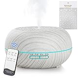 Simpeak Humidificador Ultrasónico 550 ml Difusor de Aromas con Temporizador Humificador Control Remoto para el Hogar Oficina Dormitorio Yoga SPA(con Pegatinas Nieve), Blanco