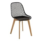 Baroni Home Silla moderna con patas de madera, silla de oficina ergonómica con textura, máx. 130 kg, 48 x 43 x 84 cm, color negro, 1 unidad