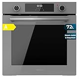 Cecotec Horno Multifunción Integrable 60cm Bolero Hexa M226000 Glass Grey A. 2800W, 72L, 7 Funciones, Modo Grill, Fan Assisted Grill, Modo Convección, Defrost, Steam Base X2, Steam EasyClean y Assist