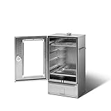 SMOKI - Horno para ahumar con un tamaño de 70 x 39 x 26 cm y ventana de visibilidad, fabricado en acero inoxidable cromado 1.4016