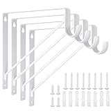 Batonca Paquete de 4 soportes para barra de armario de alta resistencia, 10,8 x 10,8 x 1 pulgadas, ganchos de soporte para estante de barra de armario, estante montado en la pared con tornillos
