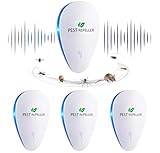 Repelente ultrasónico,Repelente ultrasónico de Mosquitos y Control electrónico, inofensivo para Mascotas y Humanos, Anti Ratones, Moscas, cucarachas, arañas, Hormigas