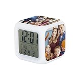 Kartoon Kase Reloj de Alarma Digital con Foto Personalizada/Reloj LCD Cubo Brillante con Luz Nocturna Dormitorio con Colores Personalizados Reloj Personalizado