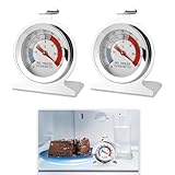 2PCS Acero Inoxidable Termometro para Frigorifico, Congelador Termómetro para Refrigerador y Congelador, Termómetro de refrigeración con Gancho para Colgar, Ideal para congeladores, frigorífico