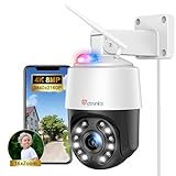 Ctronics 4K 8MP 16X Zoom Óptico Cámara Vigilancia WiFi Exterior 5Ghz/2.4Ghz,PTZ IP Cámara con Auto Crucero/Seguimiento/Zoom Detección de Personas/Vehículos/Mascotas,Visión Nocturna 60m (Blanco)
