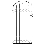 vidaXL Cancela de Valla Sencilla Individual Puerta de Jardín Entrada Exterior Barrera Recinto con Forma de Arco de Acero Negro 89x200 cm