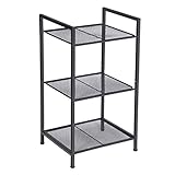 SONGMICS Estantería Baño, Estantería Metálica, Estantería Cocina, 3 Niveles, para Baño, de Pie, para Plantas, Ampliable, Estantes Ajustables, Diseño Industrial, para Cocina, Negro BSC33BK