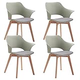 BenyLed Juego de 4 sillas de comedor con tapizado de tela; Sillas de salón Sillones de salón Diseño hueco hueco hueco con reposabrazos (Verde)