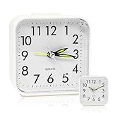 Herbst Despertador analógico sin tictac, despertador analógico sin tictac con luz, funciona con pilas, despertador analógico para dormir profundo, despertador fácil de usar, funcionamiento silencioso,