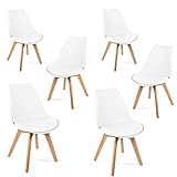 MC Haus Lena Blanca x6 - Pack de 6 sillas de Comedor, diseño nórdico con Asiento Acolchado y Respaldo ergonómico