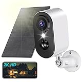 PESAIR 2K Cámara Vigilancia WiFi Exterior Solar - Camaras de Vigilancia sin Cables Exterior/Interior, Visión Nocturna en Color, Bateria Recargable, Detección de Movimiento Humano PIR, IP66, 2,4 GHz