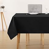 Deconovo Mantel Mesa Rectangular Todos los Santos Mante Impermeable de Poliéster para Mesa Mantel Antimanchas para Decoración de Mesa Hogar Cocina Salón Cumpleaños130x160cm Negro