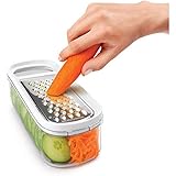 Metaltex Rap Box-Rallador con Juego de 3 Cuchillas Intercambiables con Recipiente, Acero Inoxidable, Blanco, 22 x 9,5 x 8,5 cm, Multicolor