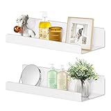 SHEPIN 2Pcs Estanterias Pared Blancas 38cm Baldas Pared sin Agujeros Repisa de Pared Baldas Baño sin Taladro Estantes Adhesivos Pared para Salón Oficina Cocina (Blanco-38cm)