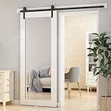 BONIKLUBA Herrajes Puertas Correderas 153cm Kit de Rieles negros para 1 Puerta de Madera 76cm Ancho, J-forma Rodillo