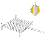 HR Hogar - Parrilla para Barbacoa de Acero Zincado Doble, 50x50 cm - Fabricado en Europa - Regalo Salsera 500 mL - Fácil Limpieza, Resistente y Duradera