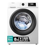 Hisense WFQE8014EVJM Lavadora 8 Kg, 1400 rpm, 15 Programas Automáticos, Vapor, Motor Inverter, Clase Eficiencia Lavado A, Pantalla LED, Programa Rápido, PureJet, Blanco