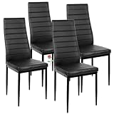 LANTUS Set de 4 sillas de Comedor, pie de Cromo, SGS Tested Set de sillas de Comedor - Modelo- Material PU/Metal,4 Piezas (Negro)