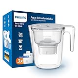 Filtro de jarra Philips +3 cartuchos de filtro de repuesto Filtración Avanzada, flujo rápido, blanco, 2,6 litros, temporizador electrónico